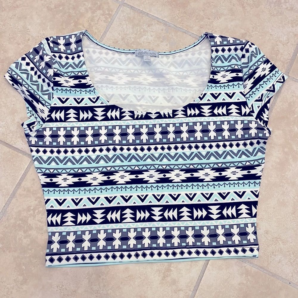 Charlotte Russe Aztec Print Crop Top Size Small